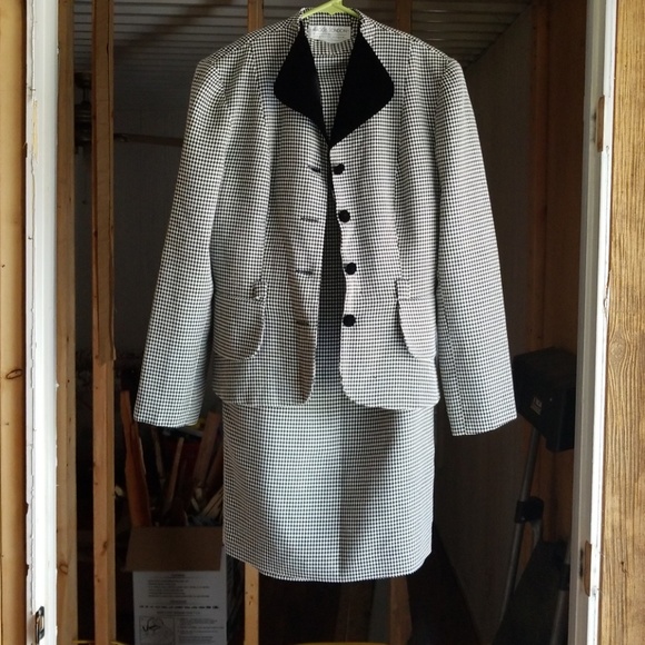 Black and white checkered pencil skirt w/matching - Picture 1 of 8